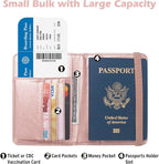 Coowayze US Passport Holder Wallet for Travel Men Women RFID Blocking Passport Cover Case, Waterproof Pink Leather Passport Book Protector with Vaccine Card Slot Travel Document Organizer