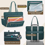 RAINSMORE Teacher Tote Bag 15.6 Inch Laptop Bag for Women Work Bag with Large Cup Holder Nurse Bag Computer Tote Handbag