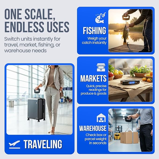 50kg/10g Portable Luggage Scale Digital Mini Fish Hook Hanging Scale Electronic Weight Scale for Travel Household Outdoor Weighing