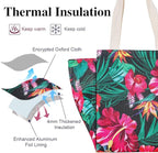 iknoe Lunch Bag Insulated Lunch Bags for Women & Men, 9L Reusable Lunch Tote, Portable Adult Thermal Large Lunch Cooler for Work Picnic Beach (Botanic)