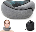 Travel Neck Pillow for Airplanes – 100% Memory Foam, 360° Head Support, Breathable & Washable Cover, Compact for Travel, Car & Flights
