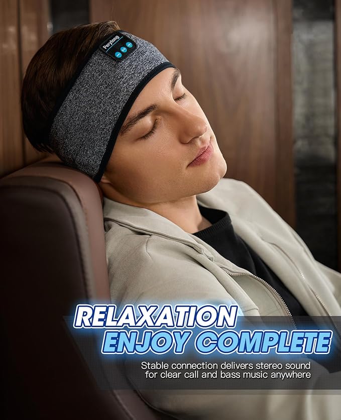Perytong Sleep Headphones Wireless, Bluetooth Sports Headband Headphones with Ultra-Thin HD Stereo Speakers Perfect for Sleeping,Workout,Jogging,Yoga,Insomnia, Air Travel(Carbon Grayblack)