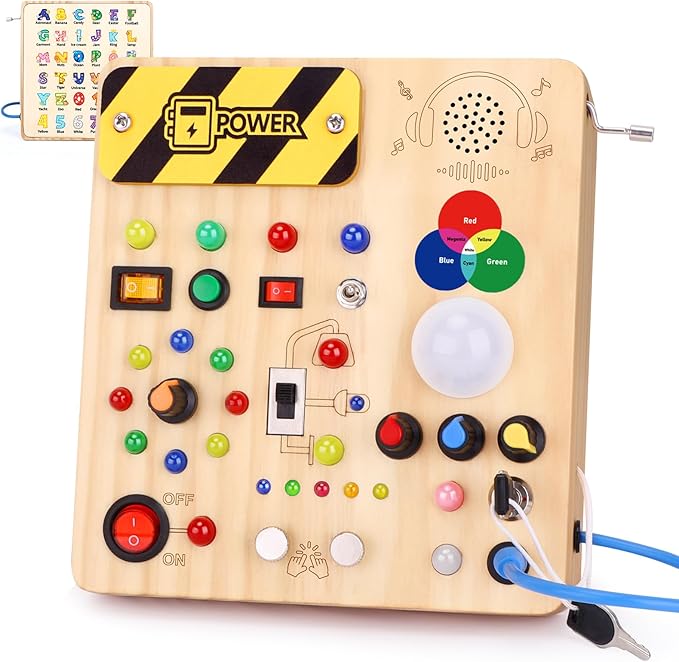 Grarain Busy Board for Toddlers - Montessori Educational Toy for 1-3 Year Old Boys & Girls | Travel-Friendly Sensory Learning Activity | Ideal for Kids with Autism(Busy Board v4)