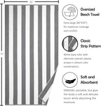 Bornbay Large Beach Towel Oversized - 40"X70" Big Mens Beach Towesl, Extra Large Thick Gray Beach Towels, XL Wide Fluffy Swimming Towel Oversize, Giant Stripe Cotton Pool Towel for Adults