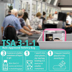 F-color TSA Approved Toiletry Bag 3 Pack Medium - Clear Makeup Bag Travel Quart Size for Women Men, Clear Cosmetic Bag Airport Airline Compliant Carry on Bag, Rose Red