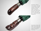 Balios Travel Folding Umbrella with Real Wood Handle Auto Open Close Vented Windproof Canopy - Designed in UK