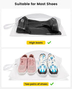 Vorspack Shoe Bags for Travel - 2 Pack Extra Large Transparent Shoe Organizer with Handle Dustproof Shoe Bag Reusable Shoe Storage Bags for Men & Women