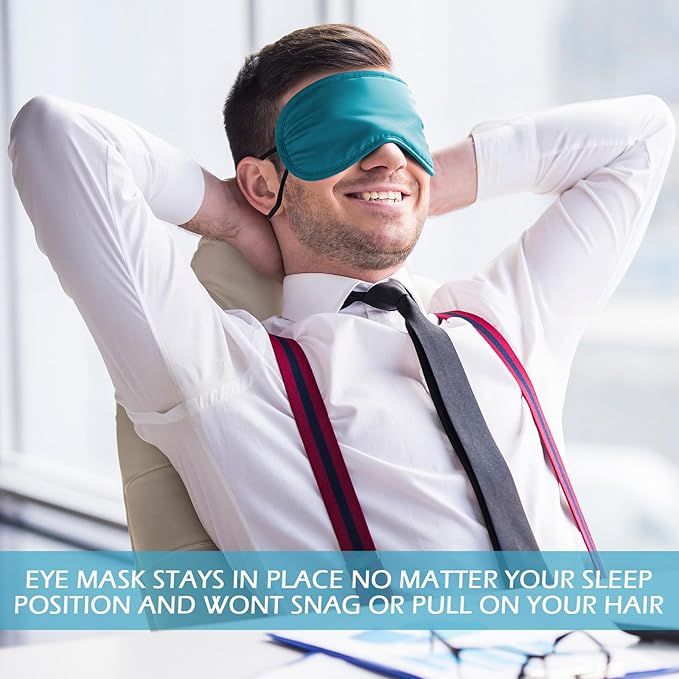Tarpop 200 Pcs Eye Mask Sleeping Blindfold Eye Cover with Adjustable Strap for Games Party Team Building Travel Individually Wrapped Sleep Mask for Women Men (Lake Blue)