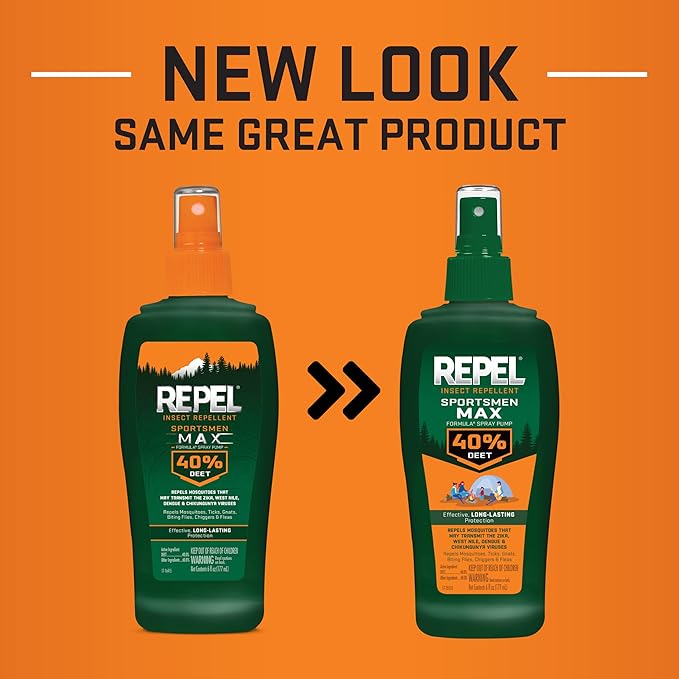 Repel Insect Repellent Sportsmen Max Formula Pump Spray 40 Percent DEET, 6 Ounces, Long-Lasting Insect Repellent Spray Repels Mosquitoes, Ticks, Gnats, Biting Flies, Chiggers And Fleas, 12 Pack
