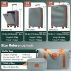 5 Piece Luggage Set w/TSA Locks & USB Port, Front Opening Hard Shell Luggage Sets, Expandable Suitcase Set with Wheels and Cup Holder(20"/24"/28") (Blue Grey)