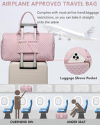 Women Weekender Travel Duffle Bag: Initial Duffel Overnight Bags with Shoe Compartment Large Carry on Tote with Toiletry Bag Weekend Traveling Yoga Gym Hospital Bag for Women with Wet Pocket Letter A
