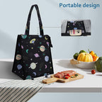 iknoe Lunch Bag Insulated Lunch Bags for Women & Men, 9L Reusable Lunch Tote, Portable Adult Thermal Large Lunch Cooler for Work Picnic Beach (Space Planet)