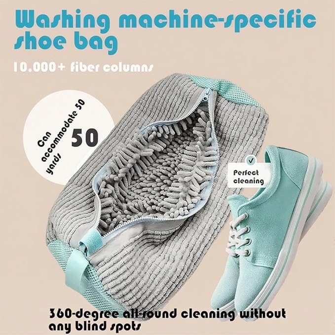 2Pcs Gray Laundry Shoe Washing Bag for Washing Machine, Reusable Anti-Deformation Design for Sneakers and Footwear