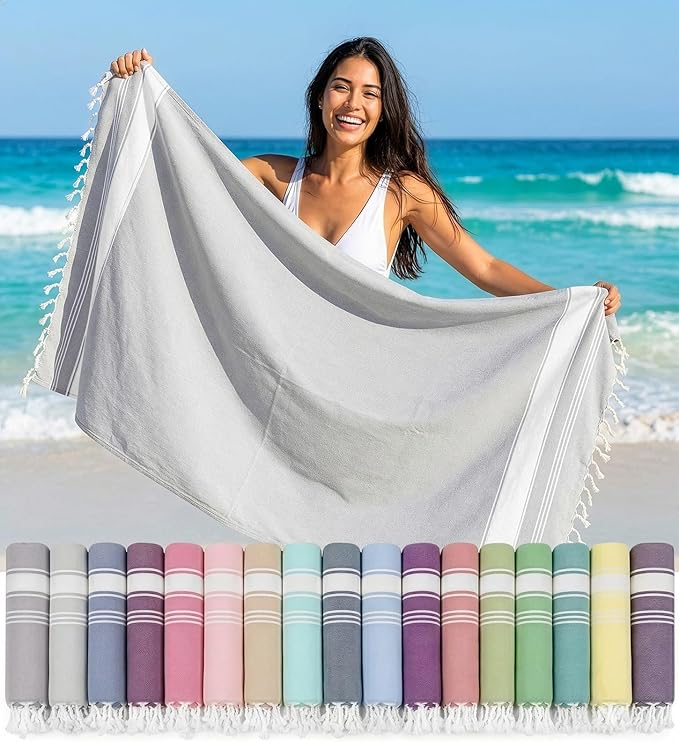 LANE LINEN Large Pool Towels, XL Beach Towel, Pre-Washed, No Shrink, Quick Dry Oversized Beach Towels, Stylish Beach Towel for Women, Sand Free Towel, 39"x71" - Grey