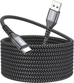 SUNGUY Long USB C Cable 15FT, 3A USB to USB Type C Cable Fast Charging USB 2.0 Nylon Braided Cord for iPhone16/15 Pro Max Plus, Samsung Galaxy S23/S22/S21, Google, Camera, USB C Devices