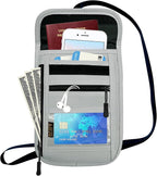 RFID Blocking Travel Neck Wallet Pouch and Passport Holder, Travel Neck Pouch Passport Holder for Women & Men - Gray