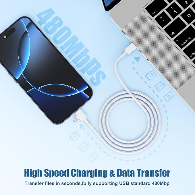 2 in 1 iPhone Fast Charger Cable 10ft, Long USB C to C Charging Cord/Type C to Lightning for Apple iPhone 17 Pro Max/17 Air/16 Pro/16e/15 Plus/14/13/12 Mini/11/XS/XR/X/8/7 Plus/6S/iPad/MacBook Pro