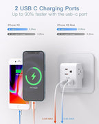 2 Pack US to UK Ireland Travel Plug Adapter, Type G Power Plug Adapter with 3 Outlets 4 USB Ports(2USB C), European Travel Plug Adapter for USA to England London Scotland British Qatar Irish Hongkong