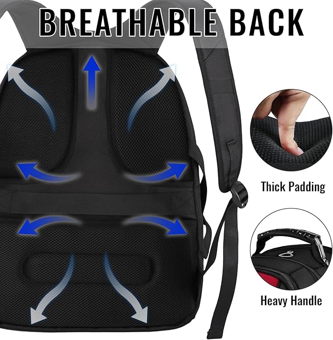 YOREPEK Large Backpack for Men, Extra Large Laptop Backpacks for Men Women, Water Resistant Travel Backpack Airline Approved Business Work Bag Fits 18.4 Inch Computer, Black