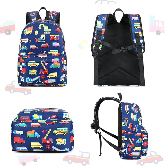 CAMTOP Preschool Backpack for Kids Boys Girls Toddler Backpack Kindergarten School Bookbags for Age 3-8 (Navy Vehicle)