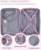 LARVENDER Carry on Luggage 22x14x9 Airline Approved, Expandable 20 Inch Hardside Large Suitcase with Wheels TSA Lock, Lightweigh PC+ABS Travel Carry-on Suitcases for Women and Men, Peach Sparkling