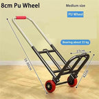 Portable Folding Hand Truck Retractable Trolley Cart for Shopping Luggage & Camping Heavy Duty Household Trailer Compact Design for Easy Transport (Medium)