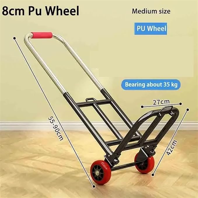 Portable Folding Hand Truck Retractable Trolley Cart for Shopping Luggage & Camping Heavy Duty Household Trailer Compact Design for Easy Transport (Medium)