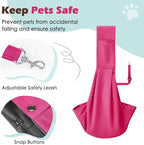 Pawaboo Small Dog Sling Carrier, Reversible Hands Free Dog Sling Carriers for Small Dogs and Cats, Puppy Slings Carrier with Safety Harness, Puppy Essentials, Magenta