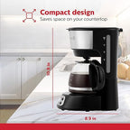 Holstein Housewares 5-Cup Programmable Coffee Maker, 25oz Drip Coffee Machine with Auto Brew Timer, Pause & Serve, Compact Design – Perfect for Home, Office & Dorm Use, Black