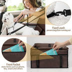 Dog Car Seat Foldable Dog Car Booster Seat Waterproof Breathable Oxford Travel Bag for Small to Medium Dogs, Puppies, and Pets-Pure Coffee
