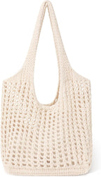 Tavaleu Crochet Tote Beach Bags for Women, Mesh Beach Tote Knit Bag, Summer Vacation Aesthetic Boho Hobo Shoulder Bag
