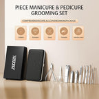 ZIZZON Manicure, Pedicure Kit, Nail Clippers Set of 12Pcs, Professional Grooming Kit, Nail Tools with Luxurious Travel Case Black