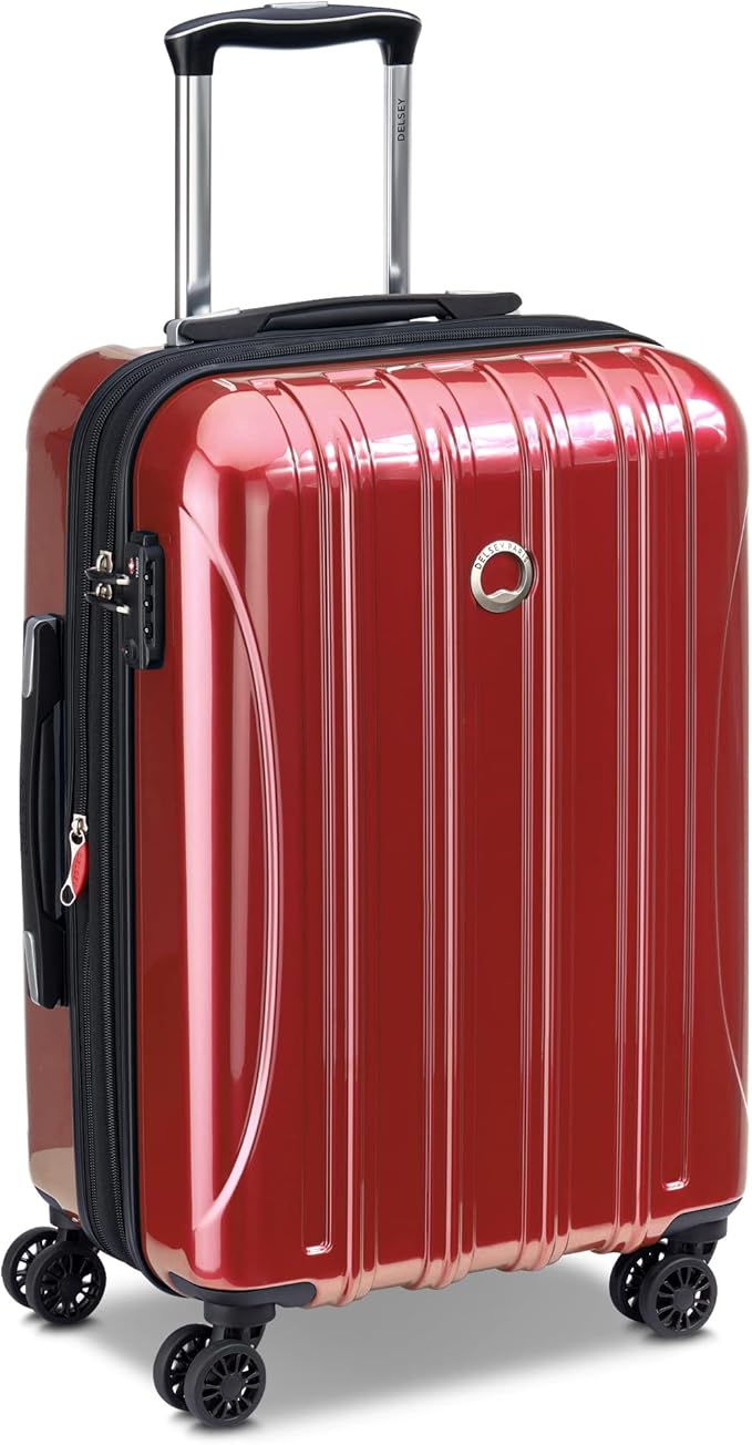 DELSEY PARIS Helium Aero Hardside Expandable Luggage with Spinner Wheels, Brick Red, Carry-On Plus 21 Inch