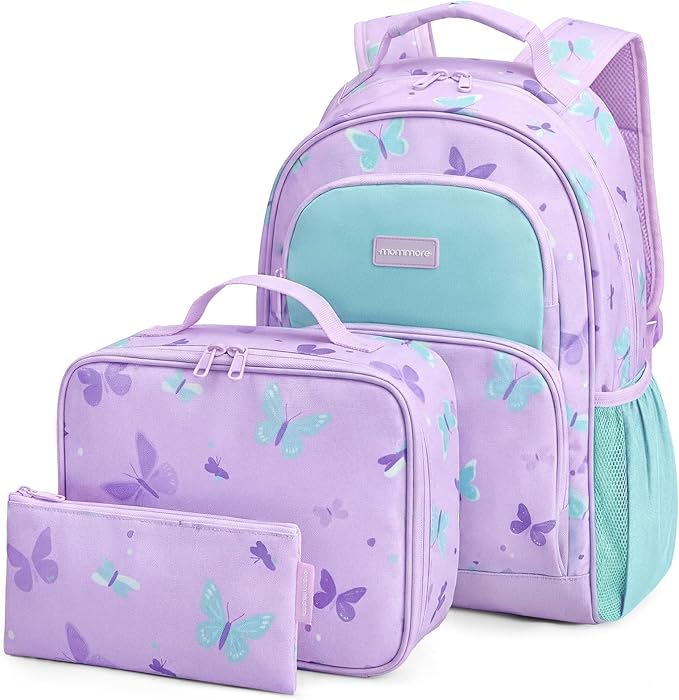 mommore Kids Backpack for Boys Girls 4-8 Kindergarten Elementary School Backpack with Lunch Box - 15” H Fit Folder