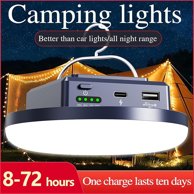 Camping Lights 13200 mAh 4500 Lumens 45W Portable Gear Power Outage USB Outdoor Rechargeable Magnetic Hanging Lantern Emergency Flashlight LED Canopy Tent Light