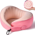 KPNEOL Travel Pillow, 100% Pure Memory Foam Travel Neck Pillow Airplane Neck Support Ergonomic Design for Traveling Suitable for Airplanes,Offices and Cars-Cooling Silk Pink