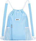WANDF Drawstring Backpack with Shoulder Pad Sports Gym Backpack with Mesh Pocket String Bag for Women Men(Blue)