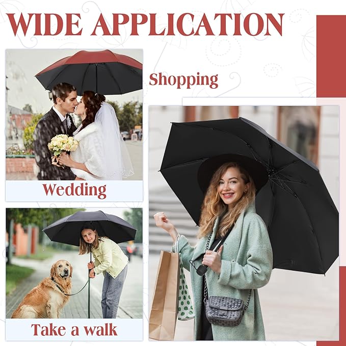 Hillban Set of 12 Windproof Travel Umbrellas Bulk Portable Folding Compact Umbrella for Rain Sun for Wind Backpack Men Women