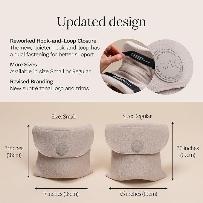 trtl Travel Pillow Original 2.0 – Scientifically Proven Super Soft Travel Pillow with Premium Head & Neck Support – for Airplane Travel – Machine Washable – Lightweight & Compact - Sand Beige – Small