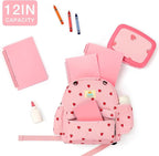 STEAMEDBUN Corduroy Toddler Backpack for Girls 2-4: Kids backpack for Boys Girls - 12 inch Preschool Kindergarten Backpacks - Strawberry