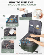 coofay Large Vacuum Backpack Travel with Pump Vacpack Travel Backpack with Vacuum System Compression Backpacks for Travel Easy Vac Pack Carry on Luggage