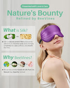 BeeVines 100% Real Mulberry Silk 2 Pack Sleep Mask, Pure Silk Eye Masks with Adjustable Strap for Sleeping, 100% Block Light Eye Shade Cover, Reduces Puffy Eyes Traveling Gifts(Black & Rich Purple)
