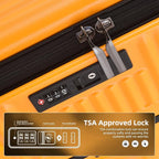 Kaleenie 2 pieces 20/29 Aluminum Frame Carry On and Checked Luggage Set with Side Opening, Lightweight Hardshell ABS+PC Trunk Suitcase with TSA Lock, 360° Universal Wheels & Adjustable Handle, Orange