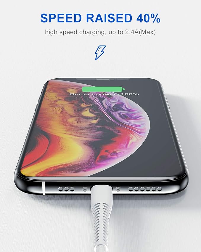 [ Apple MFi Certified ] iPhone Charger 6ft, Long Lightning to USB Cable 6 Feet, Fast Apple Charging Cable Cord 6 Foot for iPhone 14 Pro Max/13 Pro Max/12 Mini/11 Pro/11/XS/XR/8/7/6s/iPad,Air