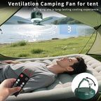 Wireless Portable Ceiling Fan with Remote, 3-Blade Design, 10040mAh Battery Operated, USB Rechargeable Hanging Fan with Hook for Tent, Camping, Outdoor, Type-C Rechargeable (Green)