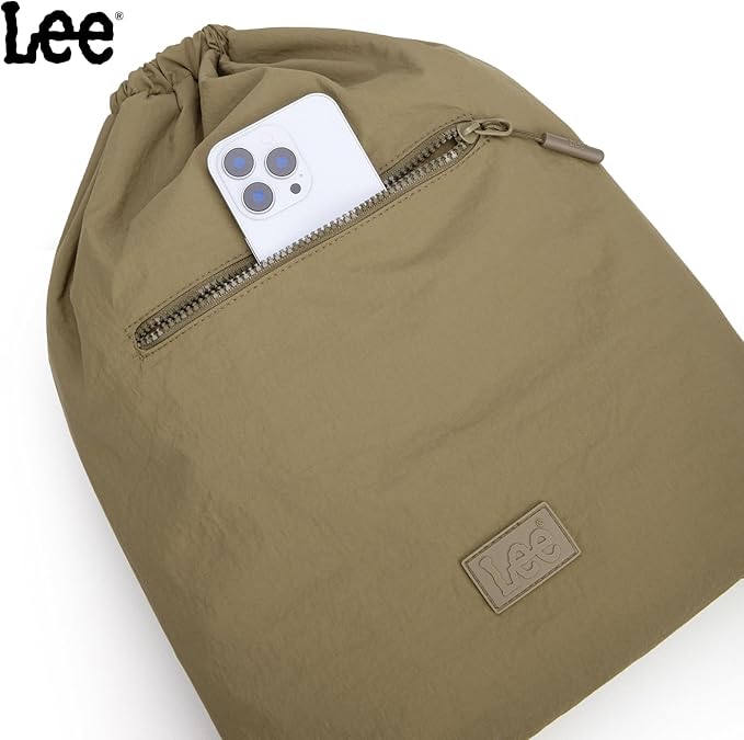 Lee Drawstring Backpack Bag Lightweight Small Gym Swim Beach Bag Water Resistant Sports Sackpack for Men Women, -LEE48-002DKH