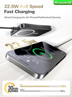 Magnetic Portable Charger, 10000mAh Power Bank, 4 in 1 Portable Charger 22.5W Fast Charging for Magsafe Battery Pack for iPhone 17/16/15/14/13/12 Series,for Apple Watch Ultra/11/10/9/8/7/6/SE