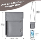 Likesing 5.5" L x 7.9" W Travel Neck Wallet, RFID Blocking Passport Holder for Travel Women Men, Security Lightweight Travel Wallet, Neck Passport Pouch Gifts for Traveling(Light Grey)
