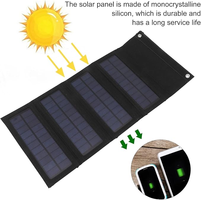 Jeanoko 1PCS 40W Foldable Solar Panel Charger, Low Light Solar Panel, High Conversion Efficiency for Backpacking for Camping,Portable Solar Panel Kit(Black)