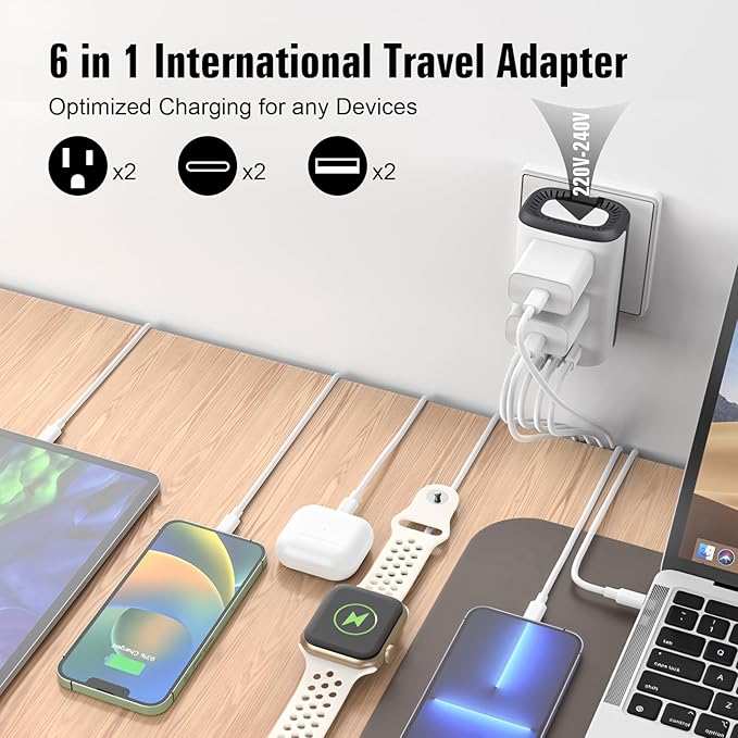 Voltage Converter Us to Europe, Power Converter Combo, 220v to 110v European Plug Converter 2300w Travel Adapter Worldwide, Step Down European, Travel Adapter Worldwide